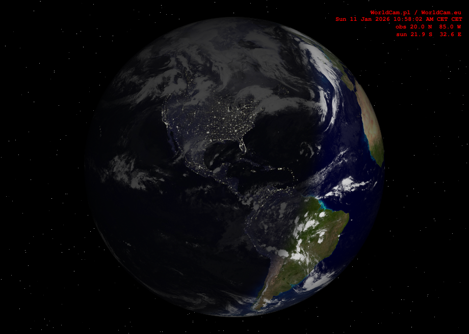 Sunlight map orthographic - America